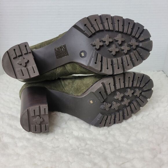 Tory Burch Sofia Women's Size 9 Boots Lug Sole Bootie Green Suede Shoes - Picture 10 of 10